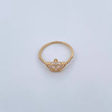 Anillo Corona 1.5gr / T6 1/2 / Circones Blancos Oro Amarillo 18K &