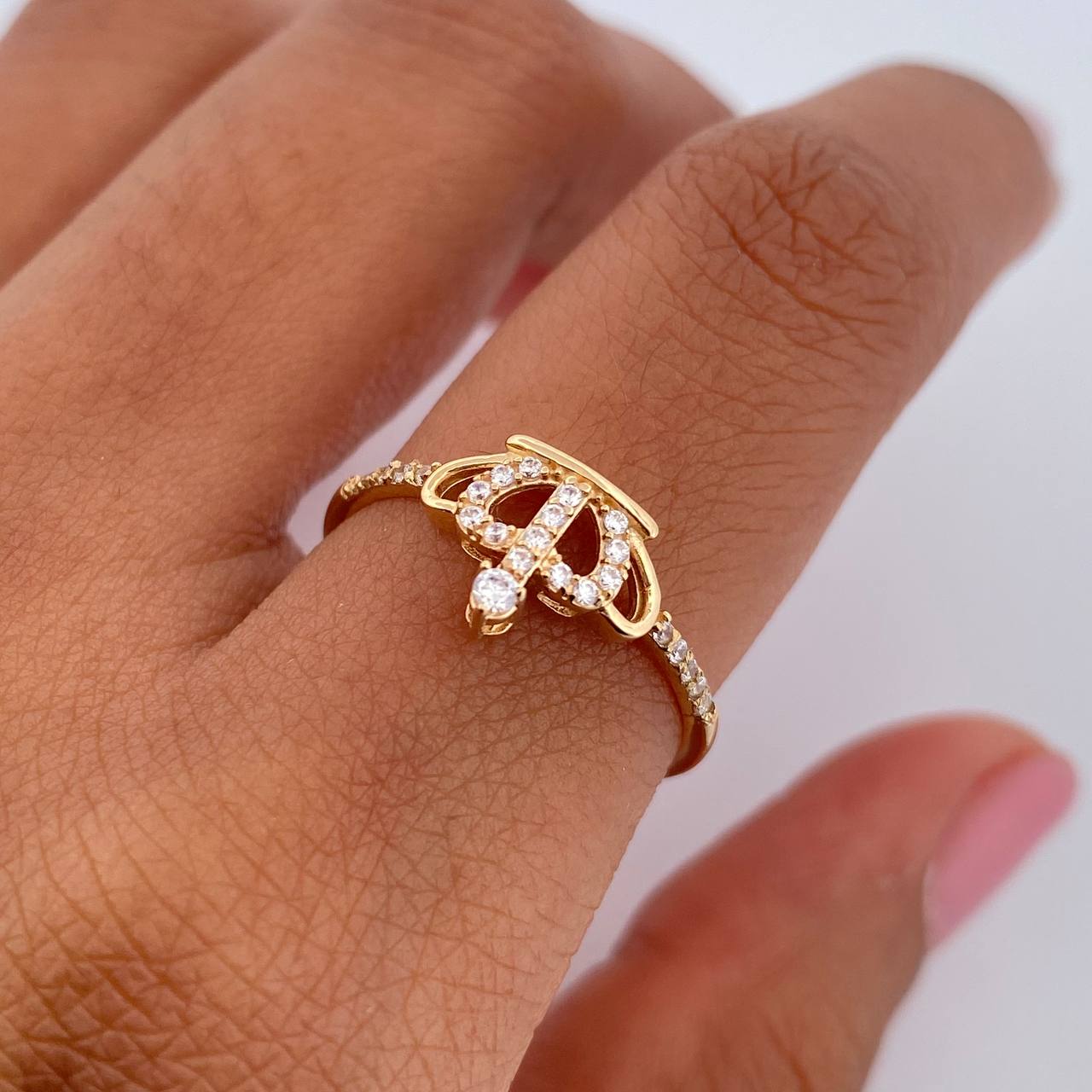 Anillo Corona 1.5gr / T6 1/2 / Circones Blancos Oro Amarillo 18K &