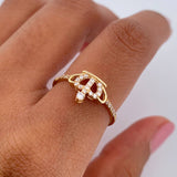 Anillo Corona 1.5gr / T6 1/2 / Circones Blancos Oro Amarillo 18K &
