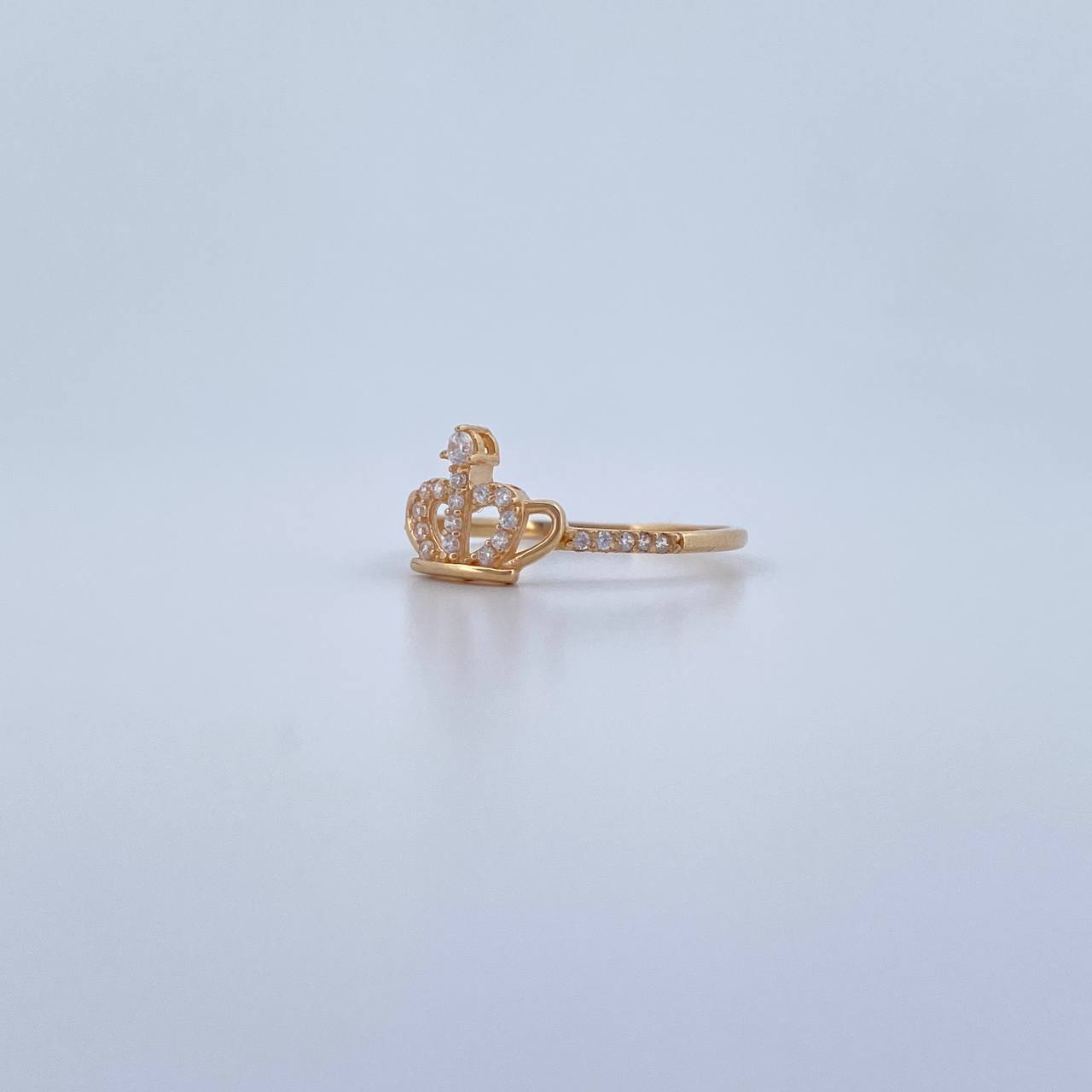 Anillo Corona 1.5gr / T6 1/2 / Circones Blancos Oro Amarillo 18K &