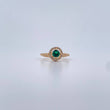 Anillo Solitario Halo Circular Tupido 2.25gr / T5 1/4 / Circones Verde Blancos Oro Amarillo 18K &