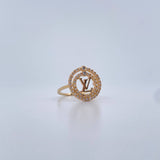 Anillo LV Circulo 2.6gr / T6 1/4 / Circones Blancos Oro Amarillo 18K &