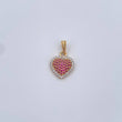 Dije Corazon 1.75gr / 1.9cm / Circones Fucsias Blancos Oro Amarillo 18K &