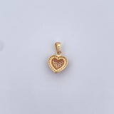 Dije Corazon 1.75gr / 1.9cm / Circones Fucsias Blancos Oro Amarillo 18K &