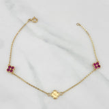 Tobillera Trebol Aro Seguido 3.75 g / 25.5 cm / 1.2 mm Oro Amarillo 18K