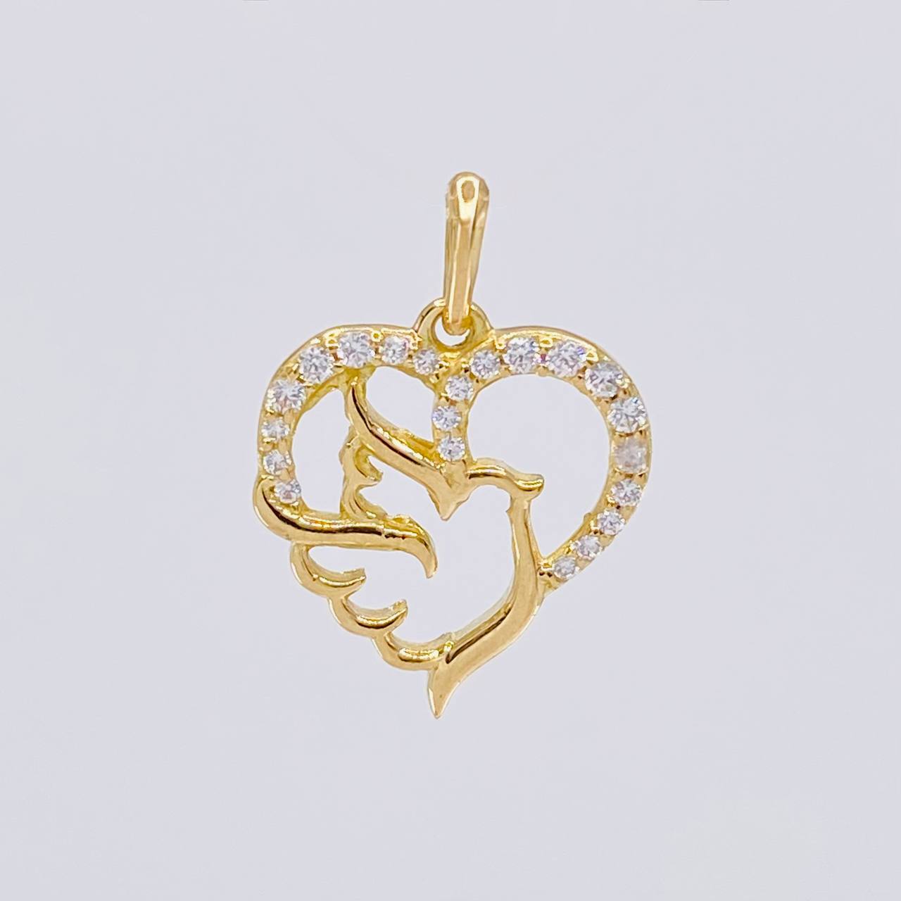 Dije Silueta Corazón Paloma 1.25g / 1.9cm Oro Amarillo 18K
