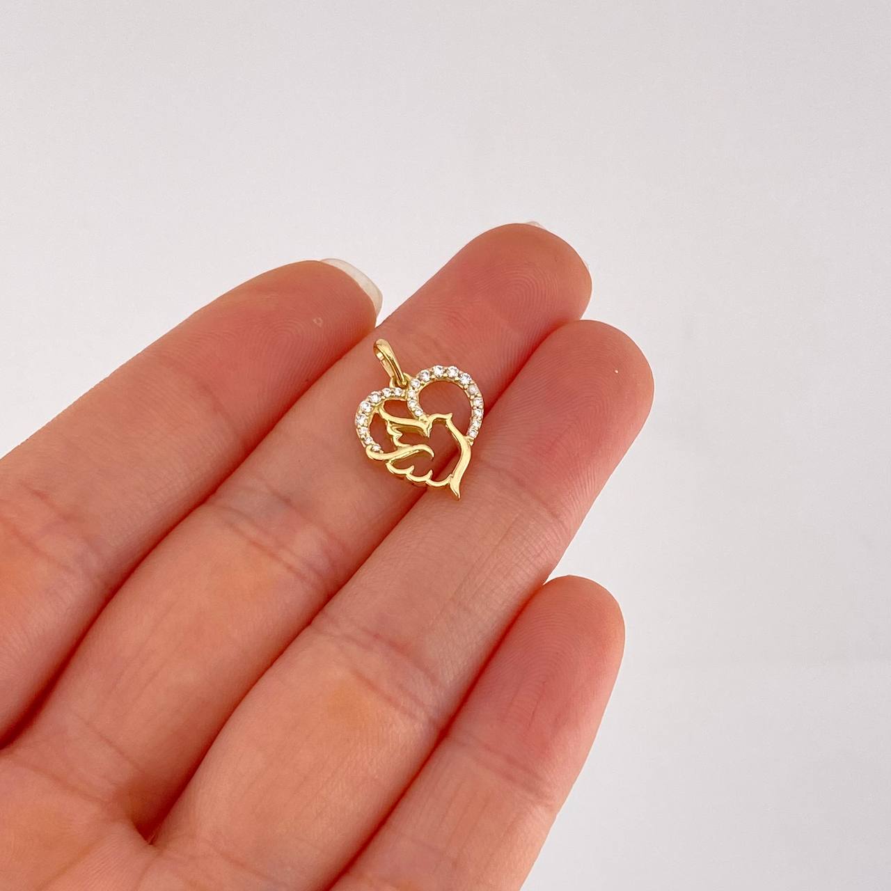 Dije Silueta Corazón Paloma 1.25g / 1.9cm Oro Amarillo 18K