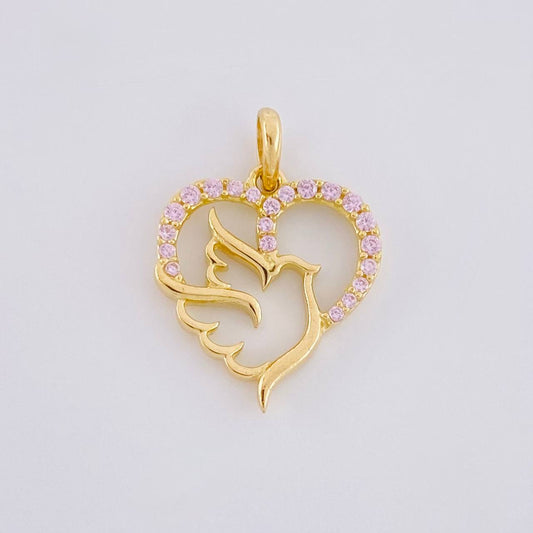 Dije Silueta Corazon Paloma 1g / 1.8cm Oro Amarillo 18K