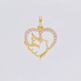 Dije Silueta Corazon Paloma 1g / 1.8cm Oro Amarillo 18K