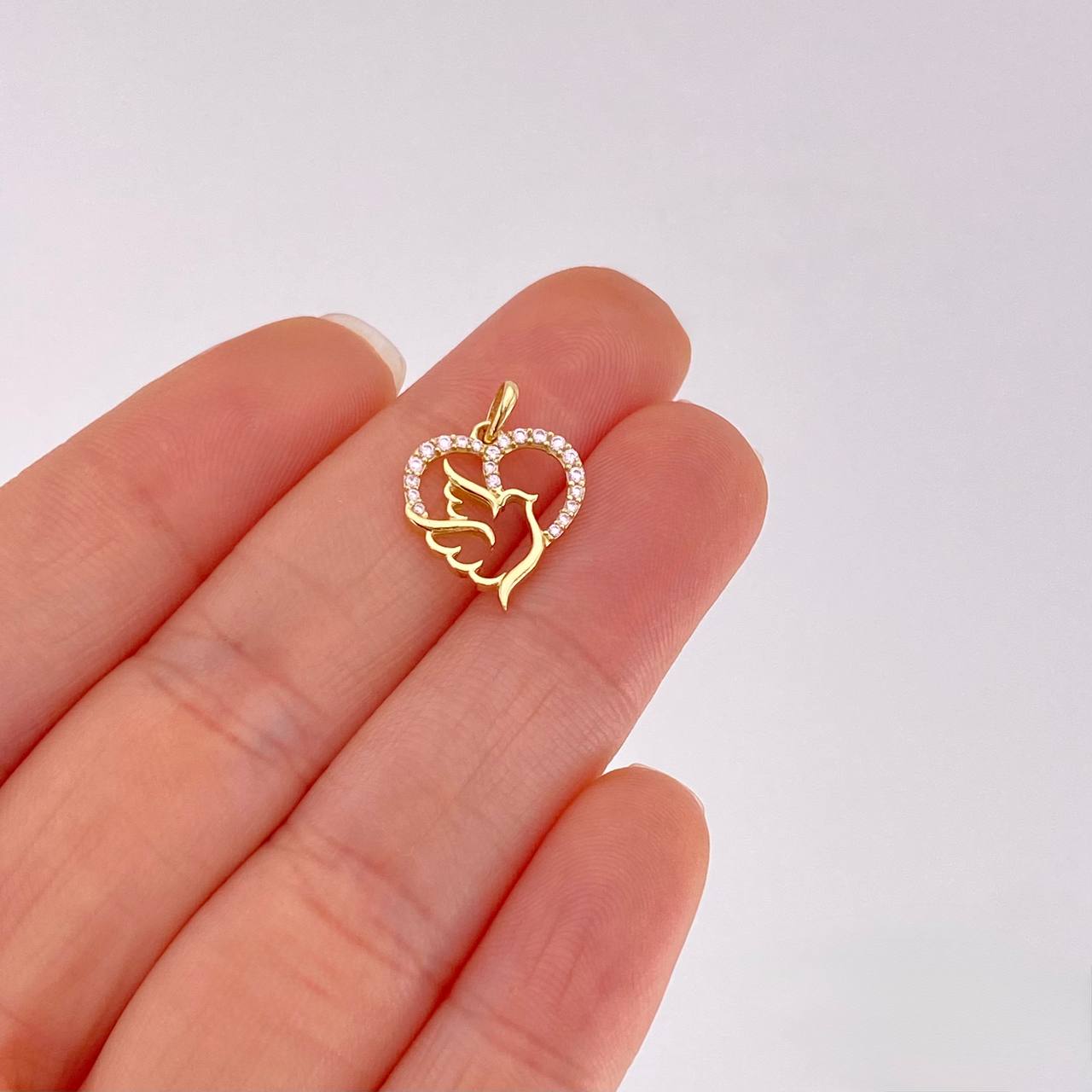 Dije Silueta Corazon Paloma 1g / 1.8cm Oro Amarillo 18K