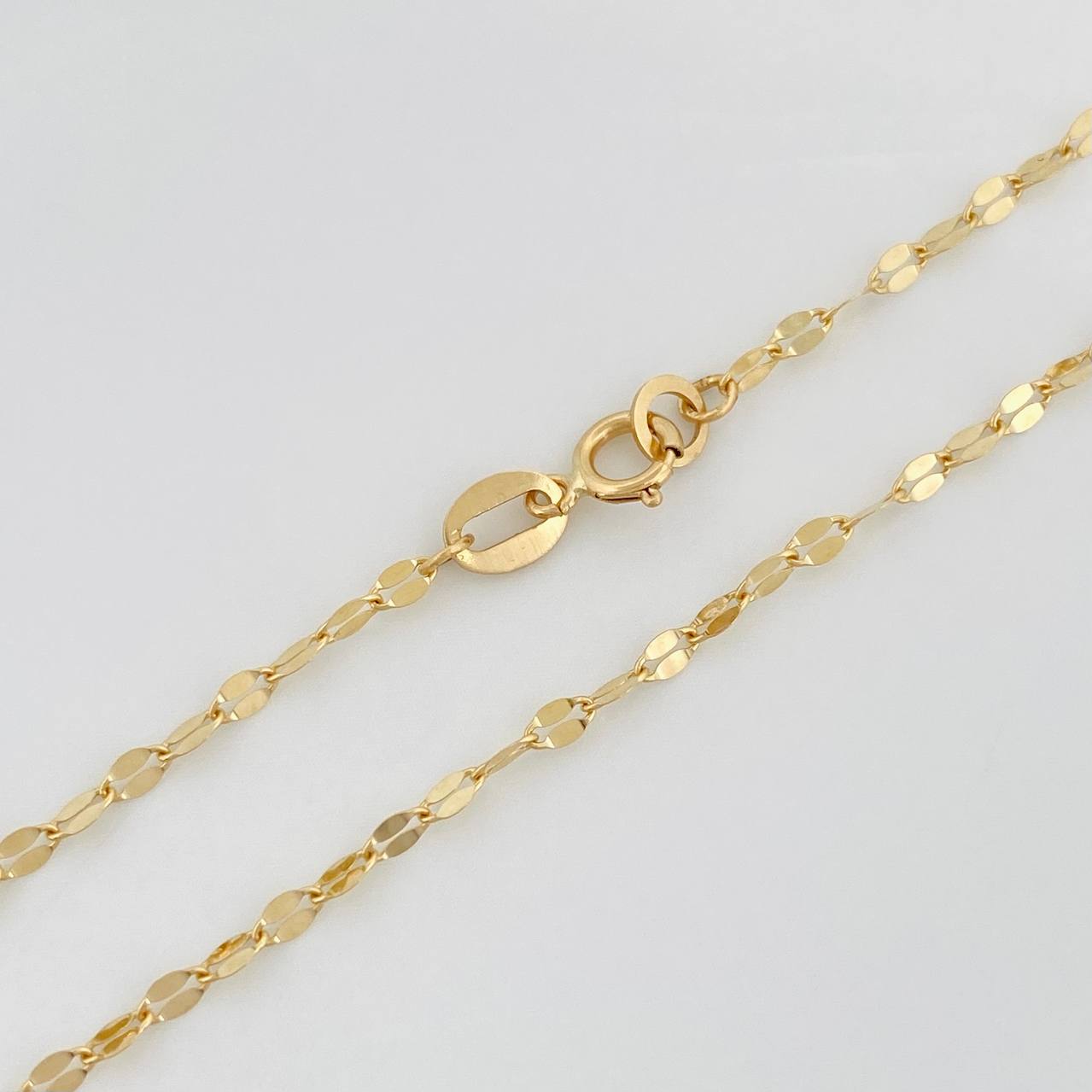 Set Cadena Flor Espejo + Dije Corona / 1.6g / 40cm Oro Amarillo 18K