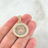 Dije Medalla Corona 6.2gr / 3.5cm / Oro 18K