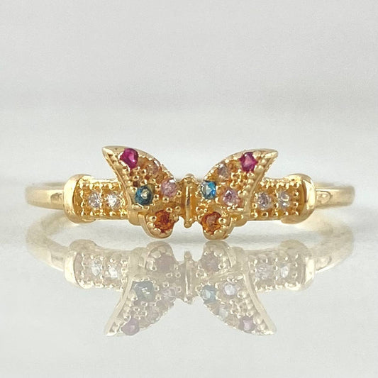 Anillo Mariposa En Relieve 1.85gr / T6 1/2 / Oro 18K *