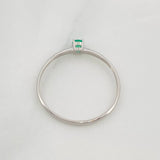 Anillo Solitario Esmeralda 9pts 0.85g / T7 1/4 Oro Blanco 18K