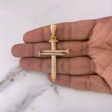 Dije Clavos 9.3gr / 5.5cm / Circones Blancos Tres Oros 18K #