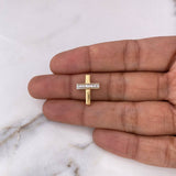 Dije Cruz 1.4gr / 1.6cm / Circones Blancos Dos Oros Amarillo Blanco 18K $