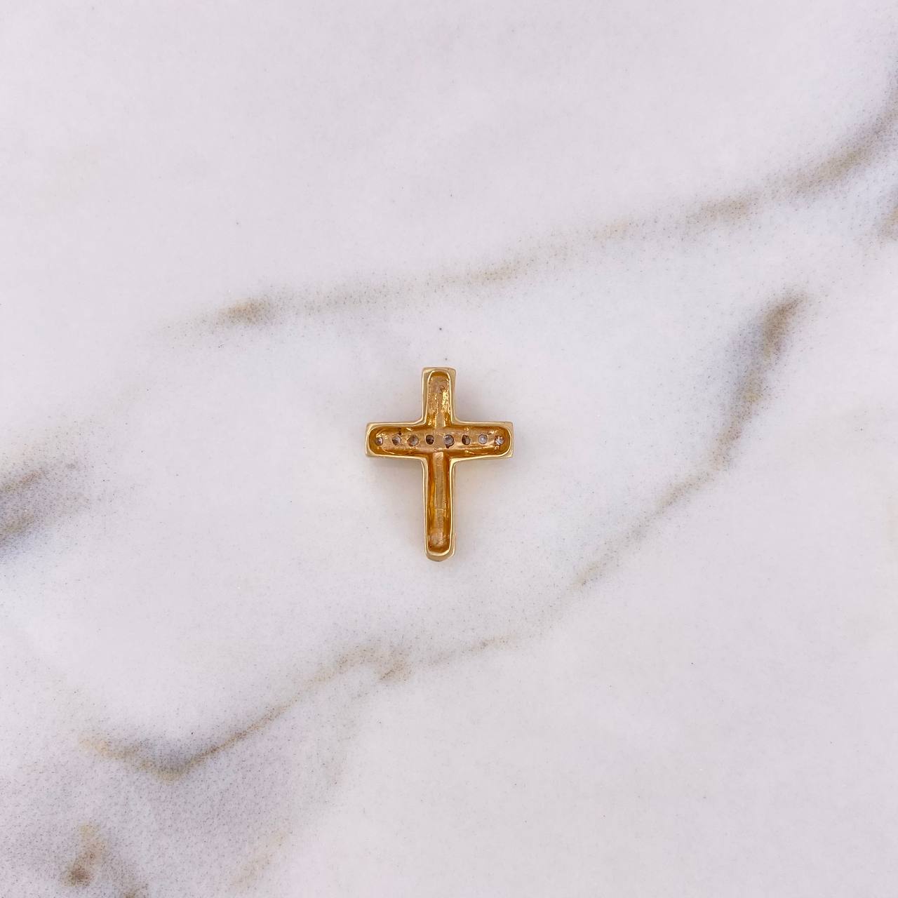 Dije Cruz 1.4gr / 1.6cm / Circones Blancos Dos Oros Amarillo Blanco 18K $
