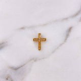 Dije Cruz 1.4gr / 1.6cm / Circones Blancos Dos Oros Amarillo Blanco 18K $