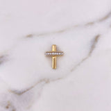 Dije Cruz 1.4gr / 1.6cm / Circones Blancos Dos Oros Amarillo Blanco 18K $