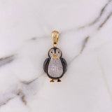 Dije Pingüino 11.9gr / 4.1cm / Circones Blancos Negros Dos Oros Amarillo Blanco 18K $