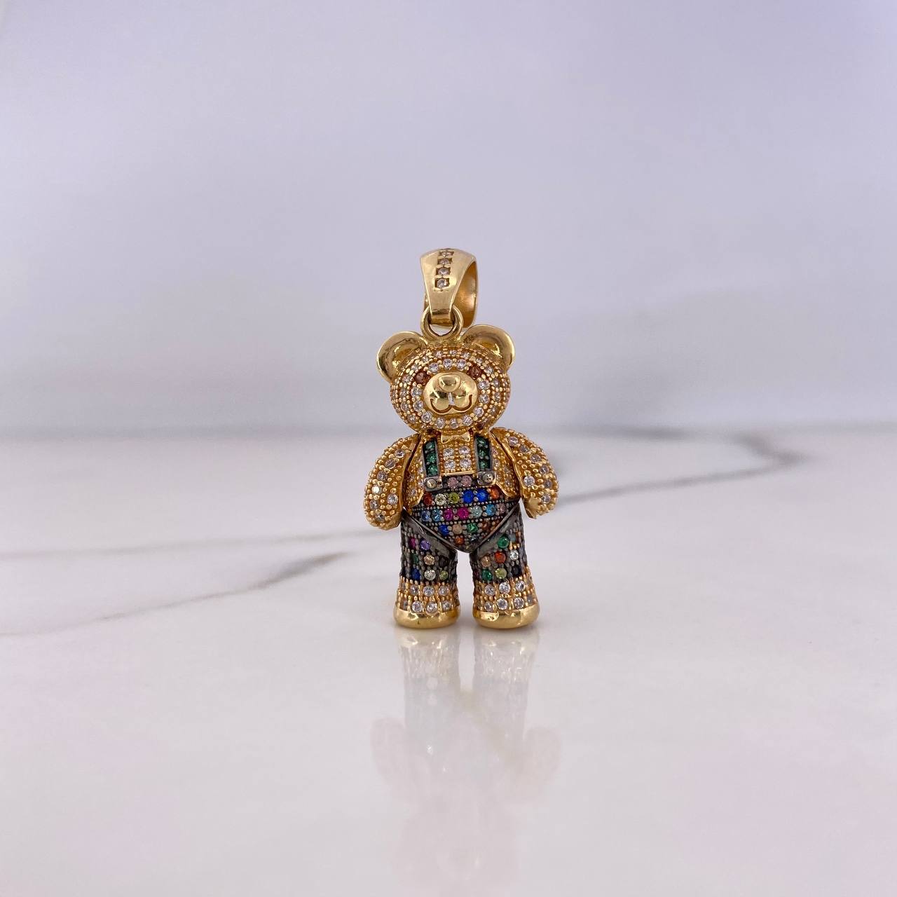 Dije Oso Articulado Overol 8.9gr / 3.5cm / Circones Colores Oro Amarillo 18K $