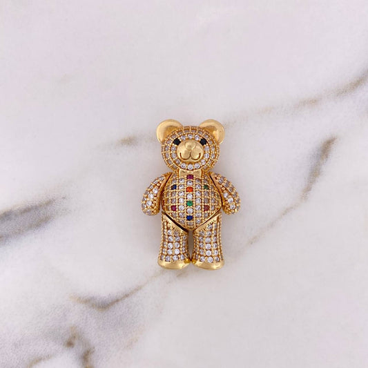 Dije Oso Articulado Corbatin 13.55gr / 3.2cm / Circones Colores Oro Amarillo 18K $