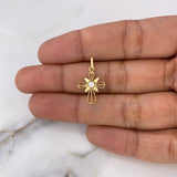 Dije Cruz Flor 0.5gr / 2.2cm / Circon Blanco Oro Amarillo 18K #