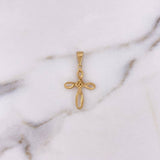 Dije Cruz Infinito 1.35gr / 3.1cm / Circones Blancos Dos Oros Amarillo Blanco 18K $