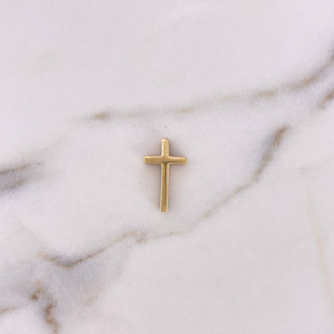 Dije Cruz 1.5gr / 1.9cm / Circones Azules Oro Amarillo 18K #