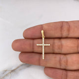 Dije Cruz 1.2gr / 3.1cm / Circones Blancos Oro Amarillo 18K #