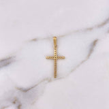 Dije Cruz 1.2gr / 3.1cm / Circones Blancos Oro Amarillo 18K #