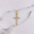 Dije Cruz 1.2gr / 3.1cm / Circones Blancos Oro Amarillo 18K #