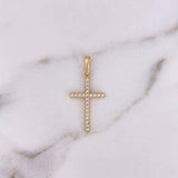 Dije Cruz 1.2gr / 3.1cm / Circones Blancos Oro Amarillo 18K #