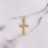 Dije Cruz 2.25gr / 3cm / Circones Azules Oro Amarillo 18K $