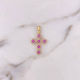 Dije Cruz Tupida 2.05gr / 2.8cm / Circones Blancos Rosados Oro Amarillo 18K &
