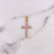Dije Cruz Penitencia 1.9gr / 3cm / Circones Rosados Dos Oros Amarillo Blanco 18K $
