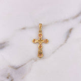 Dije Cruz 2.3gr / 3.3cm / Circones Blancos Fucsias Dos Oros Amarillo Blanco 18K $
