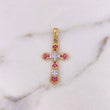 Dije Cruz 2.3gr / 3.3cm / Circones Blancos Fucsias Dos Oros Amarillo Blanco 18K $