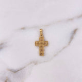 Dije Cruz Gruesa 1.55gr / 2.3cm / Circones Blancos Oro Amarillo 18K $