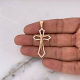 Dije Cruz Cristo 4.6gr / 4.5cm / Circones Blancos Oro Rosa 18K #