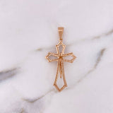 Dije Cruz Cristo 4.6gr / 4.5cm / Circones Blancos Oro Rosa 18K #
