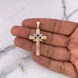 Dije Cristo Cruz Timon 5.2gr / 4.2cm / Circones Blancos Tres Oros 18K #