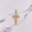 Dije Cristo Cruz Timon 5.2gr / 4.2cm / Circones Blancos Tres Oros 18K #