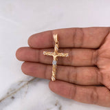 Dije Cruz Cristo 4.1gr / 4.1cm / Circones Blancos Dos Oros Blanco Rosa 18K #