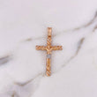 Dije Cruz Cristo 4.1gr / 4.1cm / Circones Blancos Dos Oros Blanco Rosa 18K #