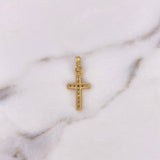 Dije Cruz Delgada 1.9gr / 2.7cm / Circones Blancos Oro Amarillo 18K #
