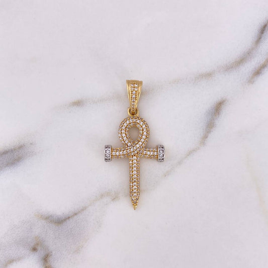 Dije Clavo 4.3gr / 4.2cm / Circones Blancos Dos Oros Amarillo Blanco 18K $