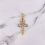 Dije Clavo 4.3gr / 4.2cm / Circones Blancos Dos Oros Amarillo Blanco 18K $