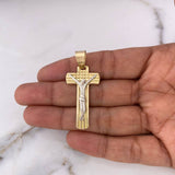 Dije Cruz 6.8gr / 4.6cm / Lisa Dos Oros Amarillo Blanco 18K $