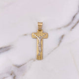 Dije Cruz 6.8gr / 4.6cm / Lisa Dos Oros Amarillo Blanco 18K $